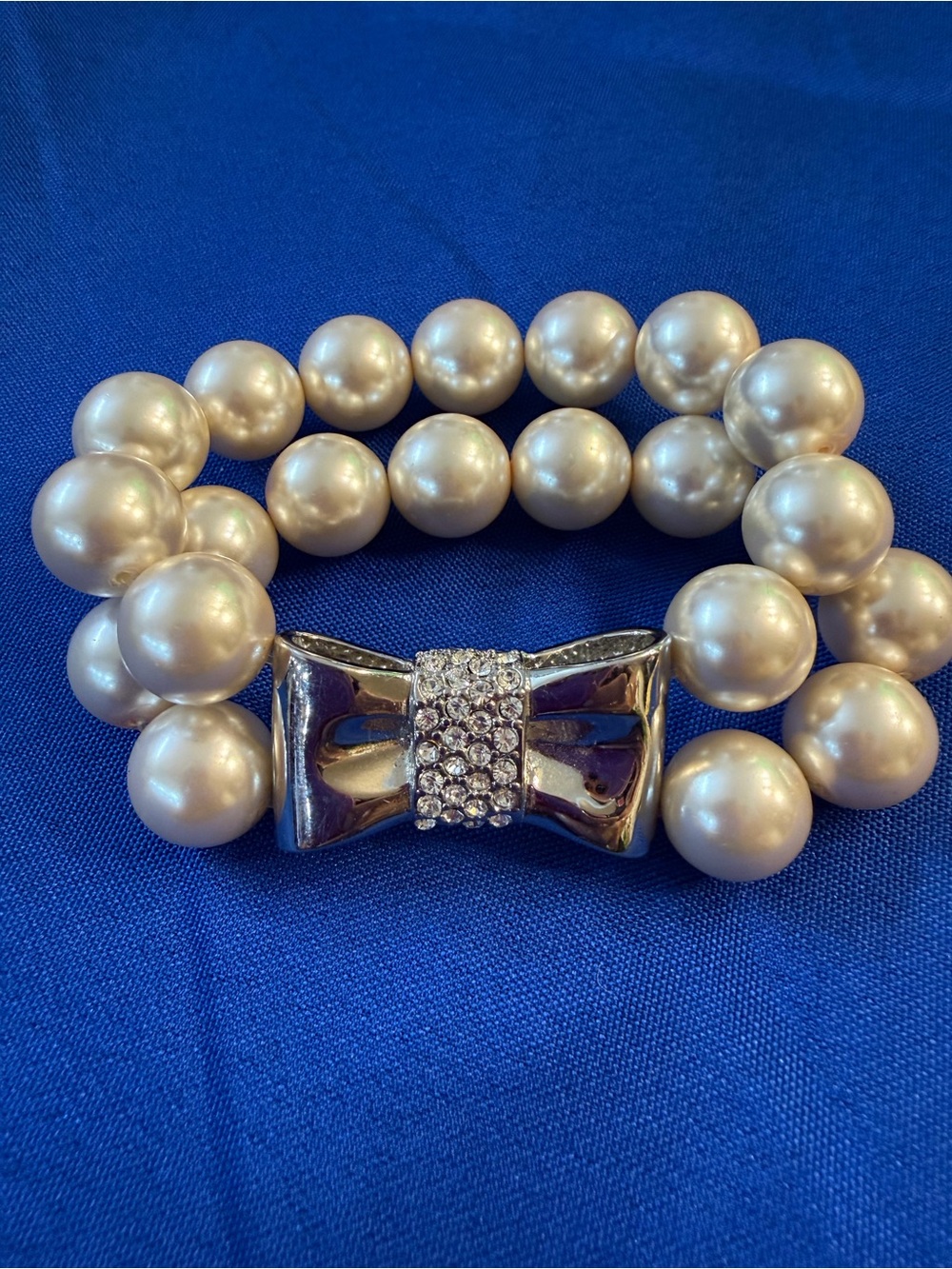 Park Lane Pearl Double-Strand Bow Stretch Bracelet New